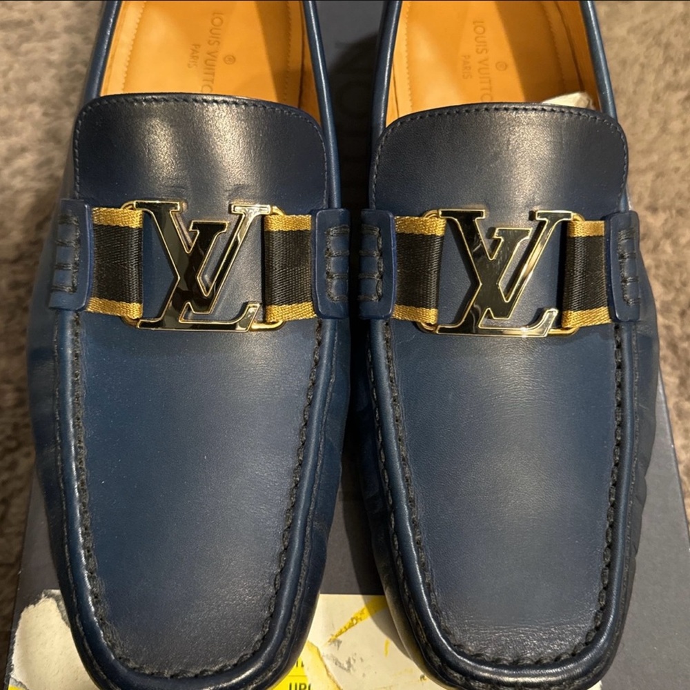 Pre loved Authentic Mens Louis Vuitton loafers 7.5 in Navy blue - Picture 6 of 6